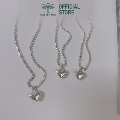 Dây chuyền bạc nữ TLEE mẫu dây hạt mini mặt tim phồng xinh xắn TLEE JEWELRY D0333