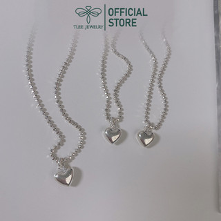  Dây chuyền bạc nữ TLEE mẫu dây hạt mini mặt tim phồng xinh xắn TLEE JEWELRY D0333 