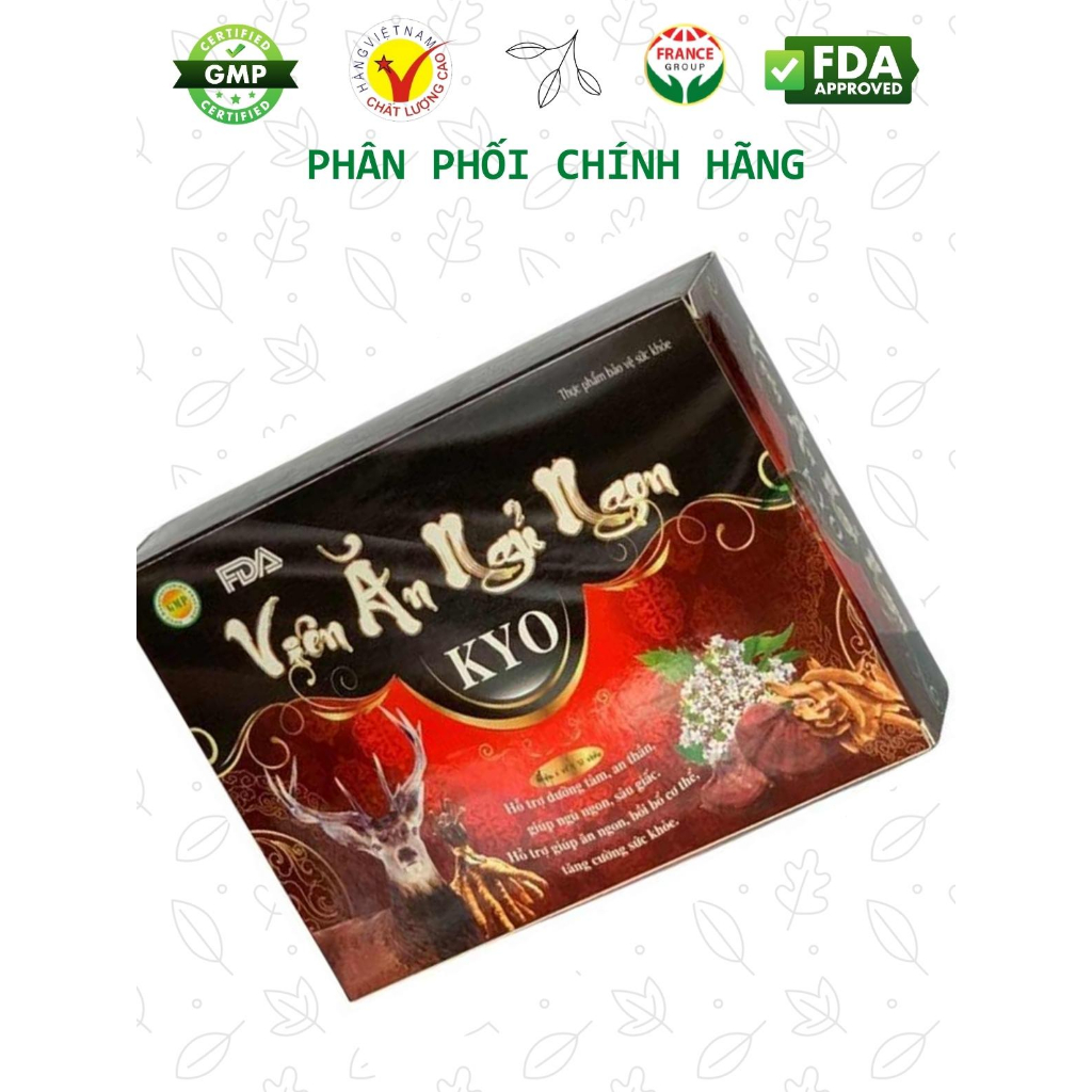 Viên Ăn Ngủ Ngon Kyo , An Thần, Ngủ Ngon và Sâu Giấc Hơn, Hộp 60 Viên,