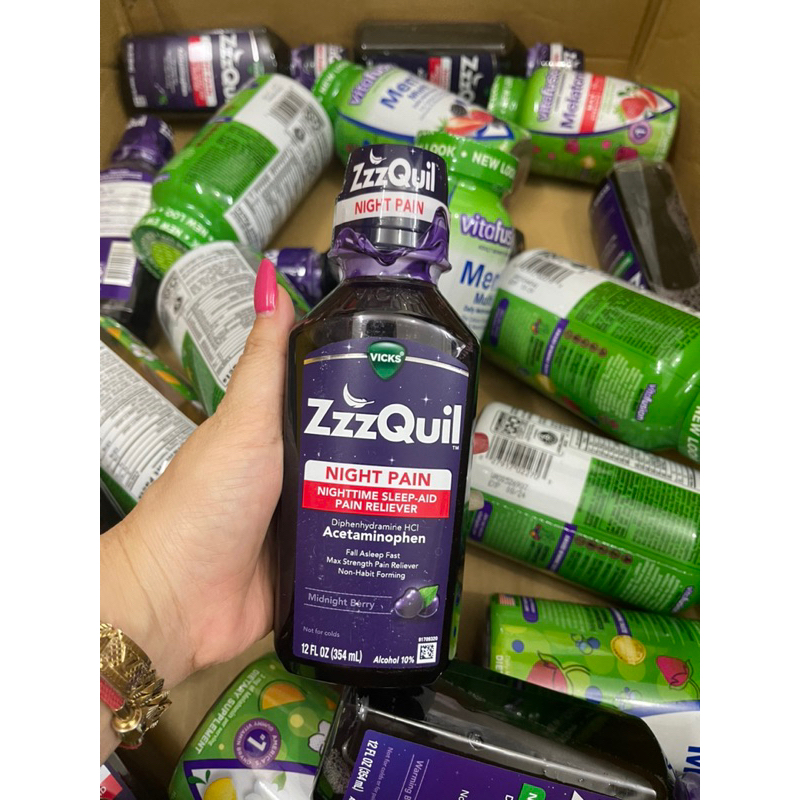 Siro ZzzQuil Night pain Sleep Aid 354ML g iam đa u ngủ ngon
