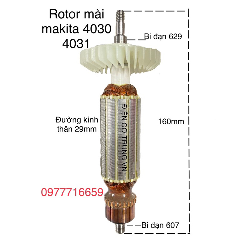 rotor mài makita 4030 GA4030 ken 9710 tặng kèm 1 cặp than