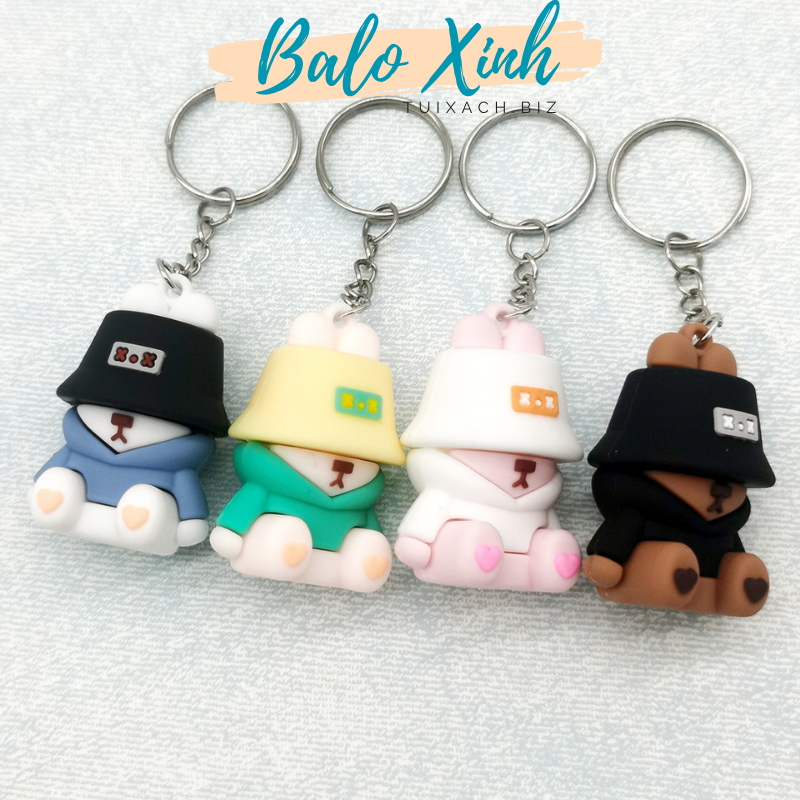 Móc khóa thú bông móc khóa cừu ếch khủng long gấu toroto phi hành gia chó xinh xắn dễ thương treo balo túi xách PKBLX02