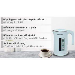 Ấm siêu tốc đun nước 1,8l sunhouse