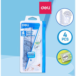 Thước bộ eke deli / bộ eke 4 chi tiết 9597 15cm
