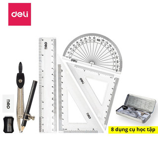 Bộ Compa hộp sắt Deli / Bộ Compa eke 8 món G30505