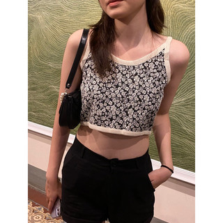 Áo 2 dây croptop đen hoa nhí DA306 (không kèm áo thun)