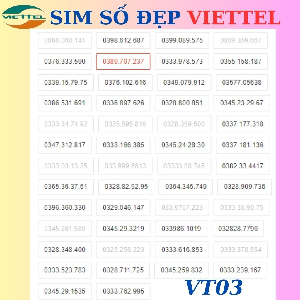 Sim Viettel Đầu số đẹp 0866,0333,0339,0389,0399,0345,0386 đuôi sim dễ nhớ,sim 4G,Sim phong thủy