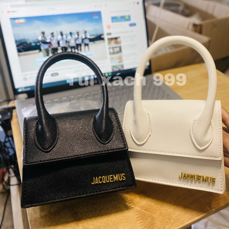 Túi xách mini cầm tay đeo chéo chữ IN NỔI Jacquemus size 14cm da sướt thời trang hot girl sang chảnh