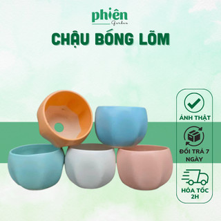 Chậu bóng lõm mini, Chậu gốm tráng men Bát Tràng trồng cây