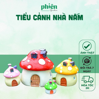 Nhà nấm nhiều màu trang trí tiểu cảnh, sen đá, terrarium, Phụ kiện Tiểu cảnh mini