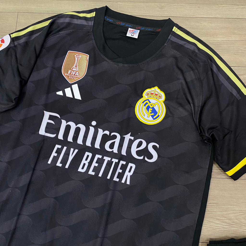 Bộ quần áo bóng đá REAL đen sân khách ND- FLG vô địch