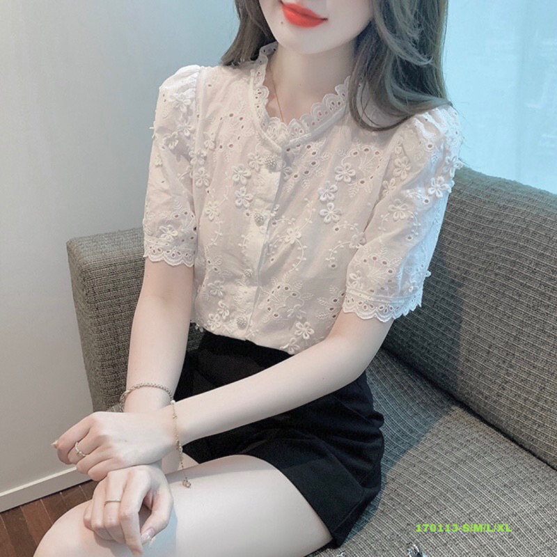 ÁO XÔ THÊU HOA CÚC NGỌC TRẺ TRUNG SANG CHẢNH HOT NHẤT MÁT NHẤT NĂM