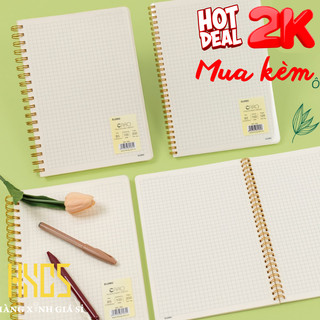 SỔ KLONG B5-A5 Caro-Lined-Dash-Dot Grid 80-120-200 TRANG 100gsm lò xo kép, HXGS sổ tập vở klong