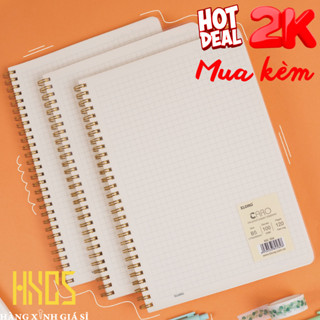 Sổ KLONG B5-A5 Caro 120-200 trang 100gsm lò xo kép ô 6x6 BÌA TRONG,  HXGS sổ tập vở klong