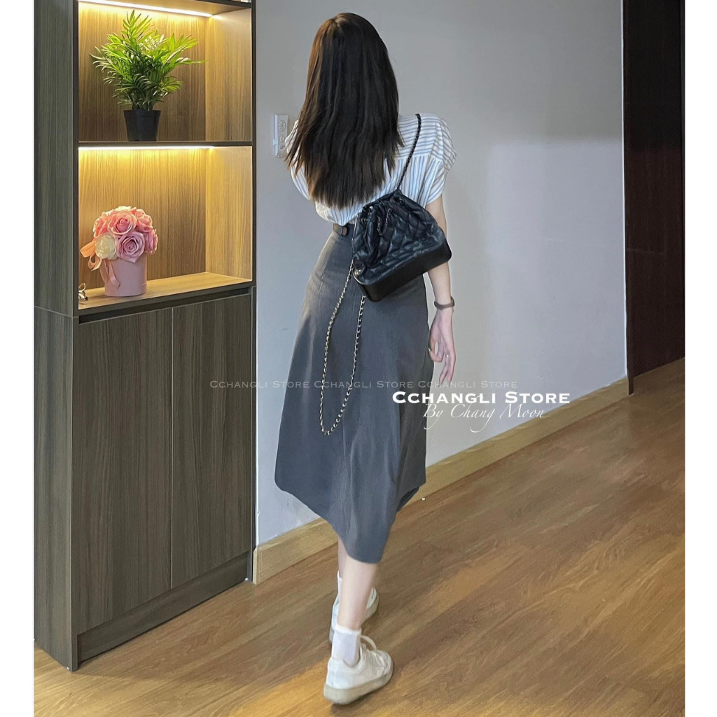 Chân váy xếp ly dáng dài kèm đai chất ruby - 247store.vn - Chanvay2955_P6K15