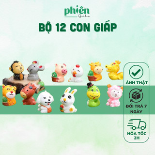 Tiểu cảnh 12 Con Giáp trang trí sen đá, terrarium, Phụ kiện Tiểu cảnh mini