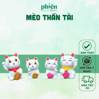 Mèo Thần Tài trí tiểu cảnh, sen đá, terrarium, Phụ kiện Tiểu cảnh mini
