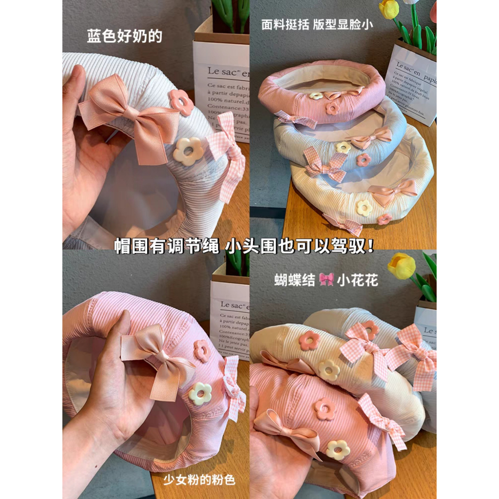 M14 Mũ Beret Đính Nơ Hồng Ngọt Ngào Thời Trang Phong Cách Nhật Bản