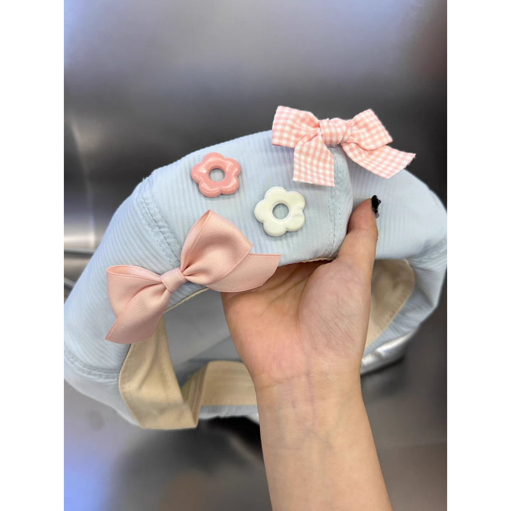 M14 Mũ Beret Đính Nơ Hồng Ngọt Ngào Thời Trang Phong Cách Nhật Bản