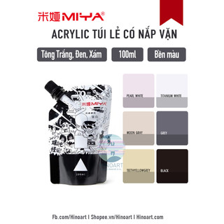 |TÔNG ĐEN TRẮNG| Túi 100ml Acrylic Miya