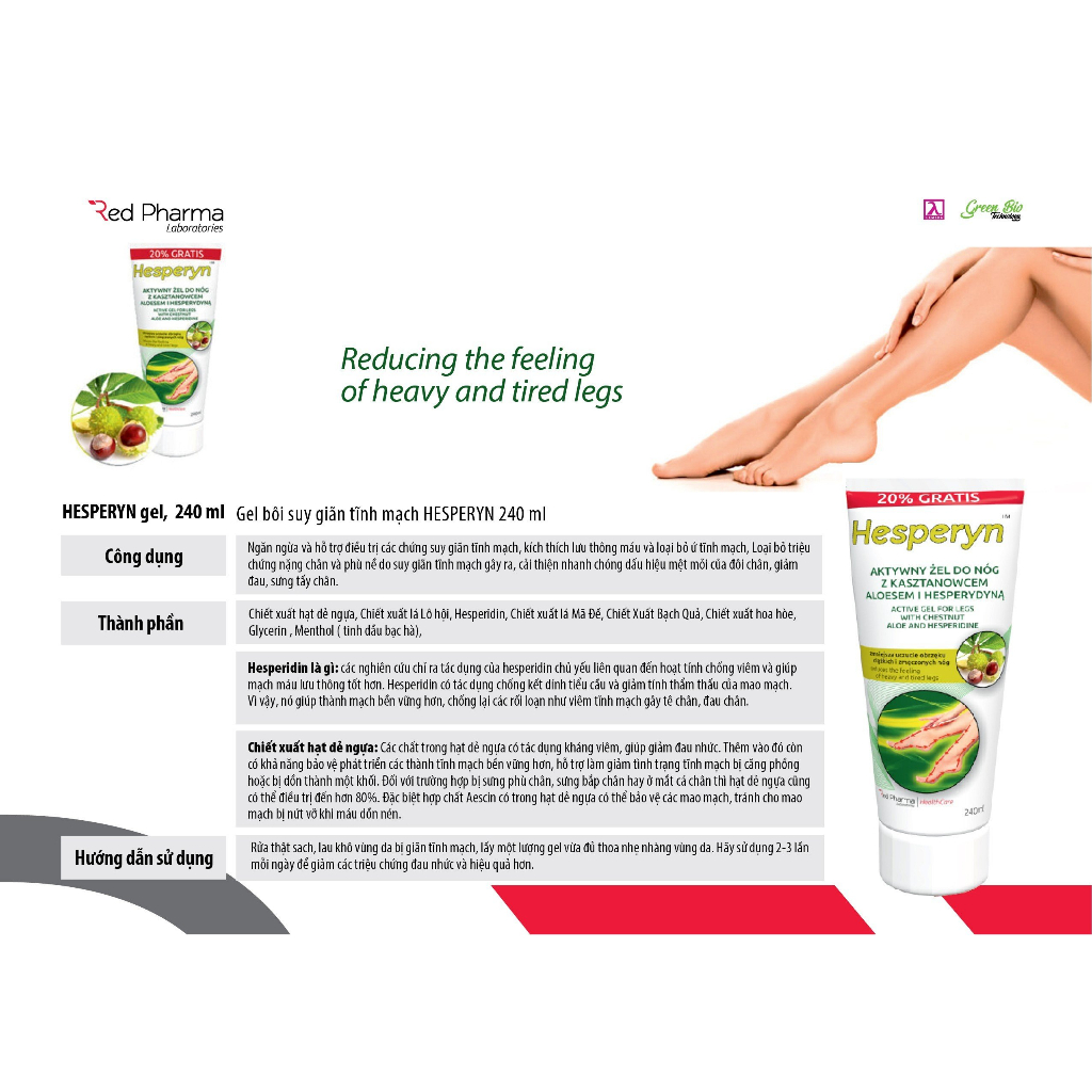 Hesperyn Kem bôi suy giãn tĩnh mạch 240ml Ba Lan