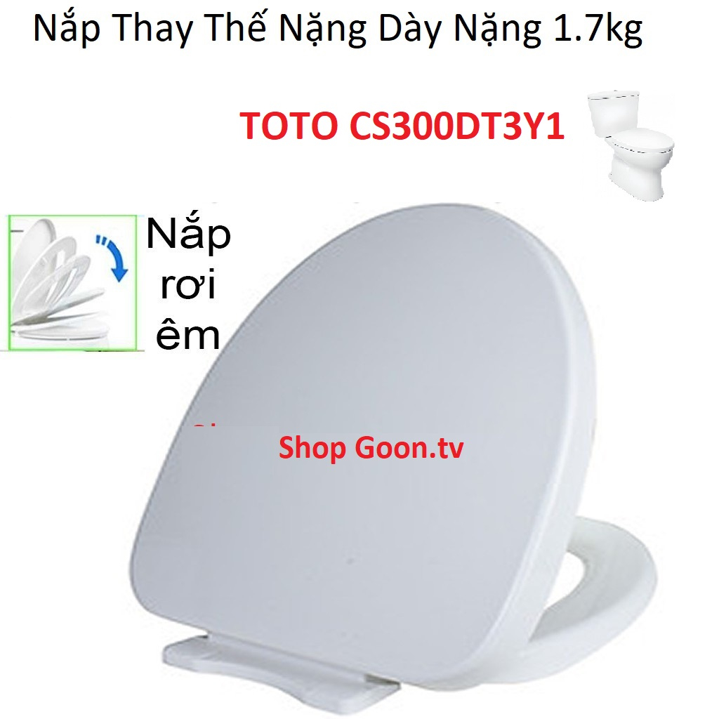 Nắp bàn cầu toto CS300DT3Y1, Nắp hùng anh rơi êm ráp chuẩn bàn cầu toto CS300DT3Y1