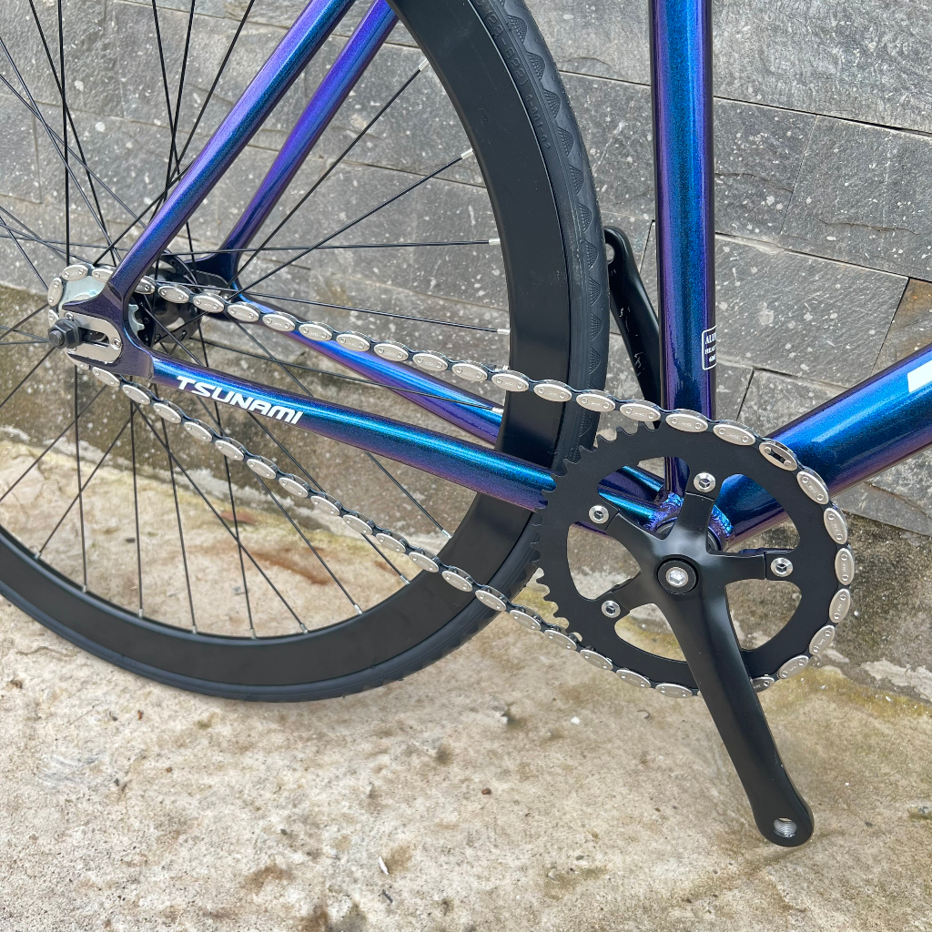 Xe đạp fixed gear TSUNAMI SNM100 cơ bản - Xanh đổi màu