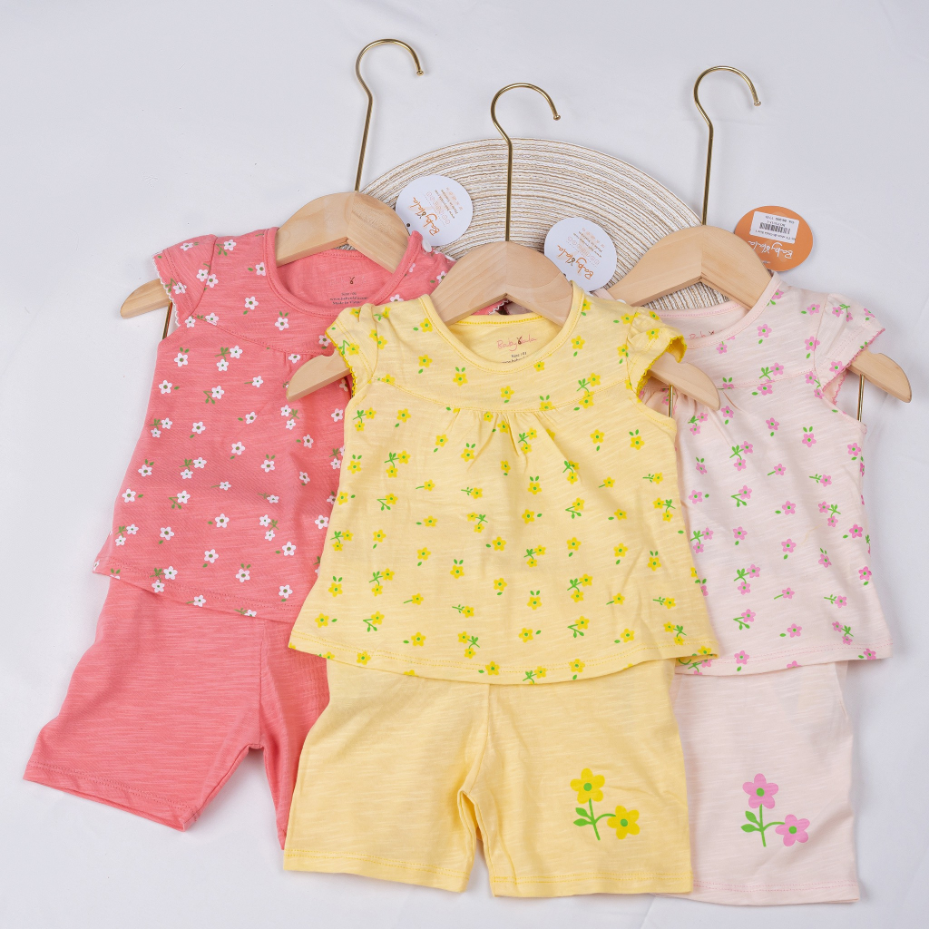Bộ Tay Ngắn Nhún Đô BabyOlala Cho Bé Gái Từ 3kg - 13kg