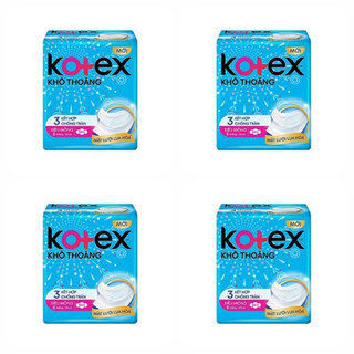 Combo 4 gói băng vệ sinh Kotex khô thoáng , Maxcool - 3 kết hợp chống tràn - siêu mỏng - có cánh gói 8 miếng - 23cm