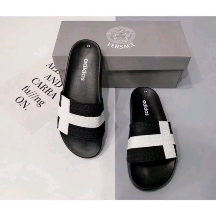 Dép Nam quai ngang, dép Adidas hình dấu cộng màu trắng, dép được thiết kế dáng thể thao nhìn rất khỏe