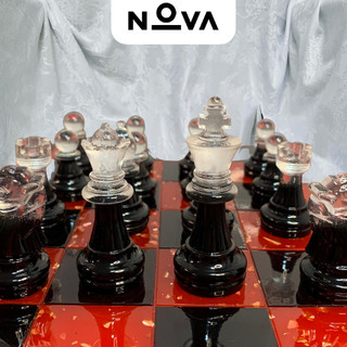 Bộ Cờ Vua Trong Suốt Resin Epoxy Siêu Đẹp ( 32 quân cờ ) -  Cờ Vua Resin Epoxy Thủ Công - Resin Artisan