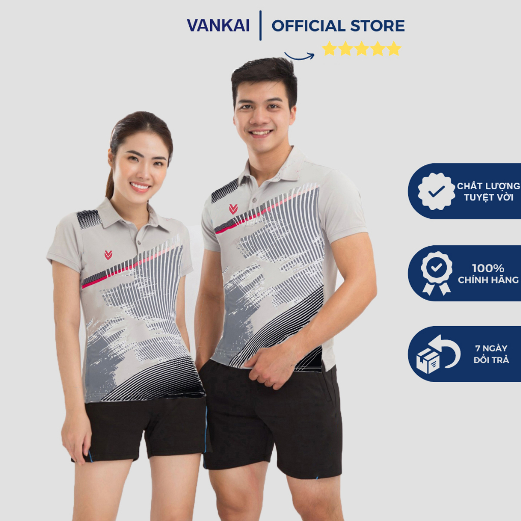 Áo cầu lông có cổ Victec chất vải mát co giãn 4 chiều, thấm hút mồ hôi cực tốt dành cho nam và nữ