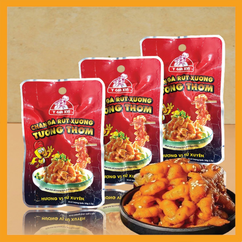 Chân gà rút xương TƯƠNG THƠM-đồ ăn vặt chân gà rút xương tương thơm ủ vị cay Tứ Xuyên gói 30g