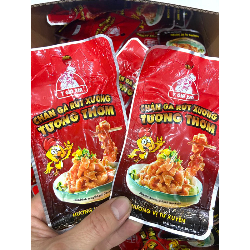 Chân gà rút xương TƯƠNG THƠM-đồ ăn vặt chân gà rút xương tương thơm ủ vị cay Tứ Xuyên gói 30g