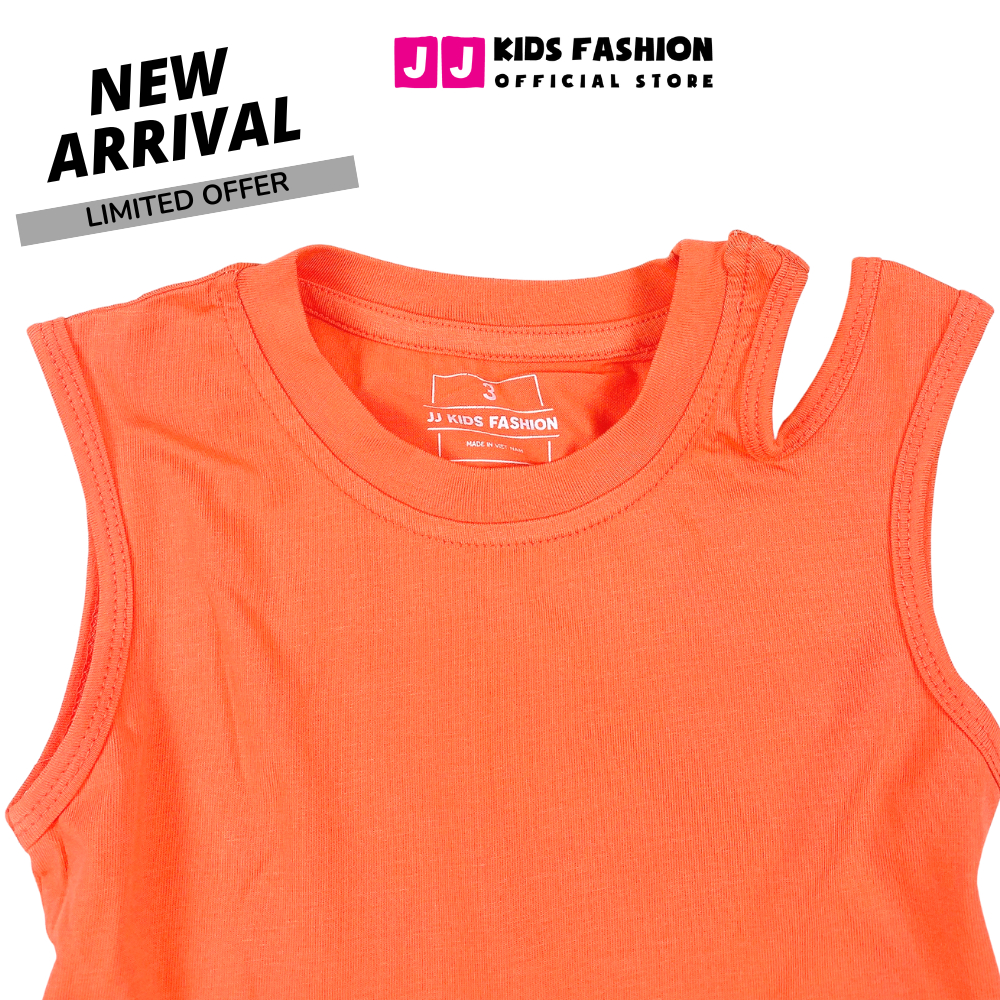 Áo thun croptop cho bé gái xẻ vai thời trang - JJ Kids