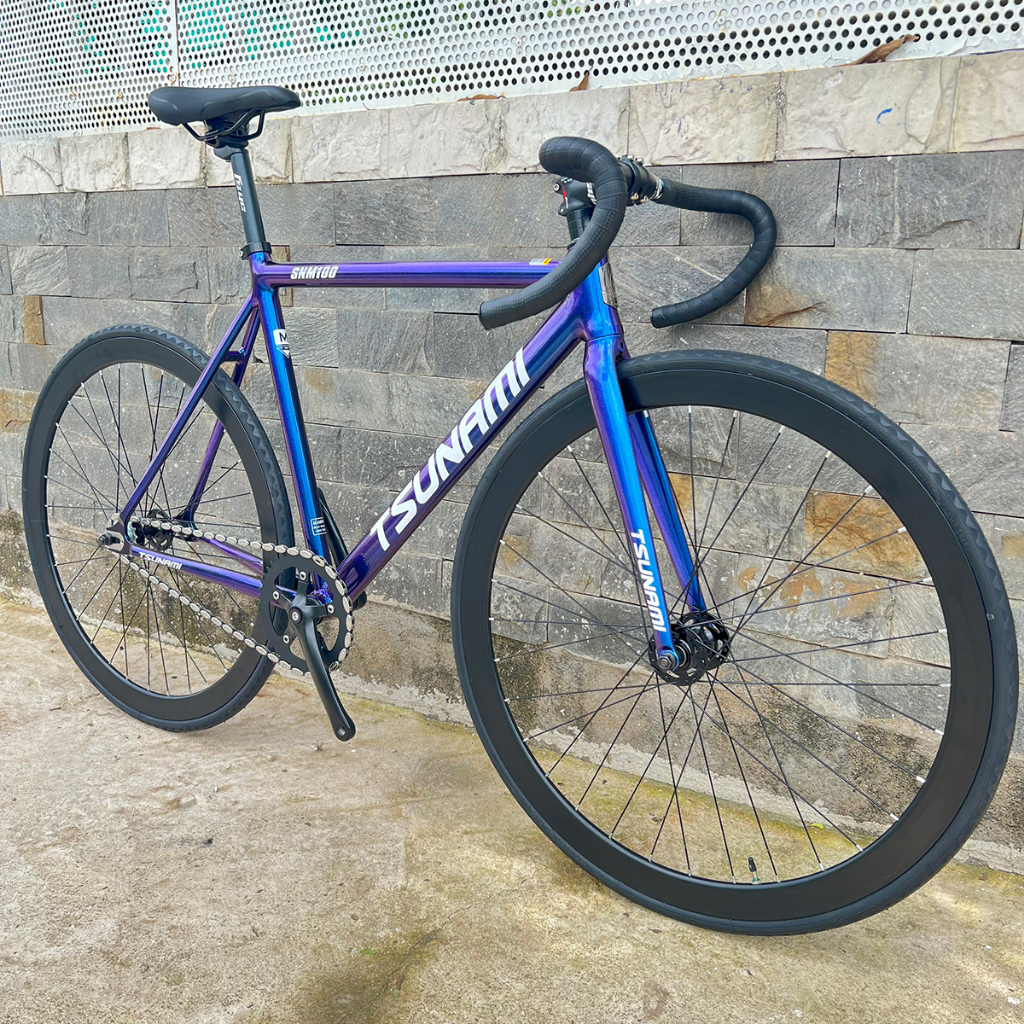 Xe đạp fixed gear TSUNAMI SNM100 cơ bản - Xanh đổi màu