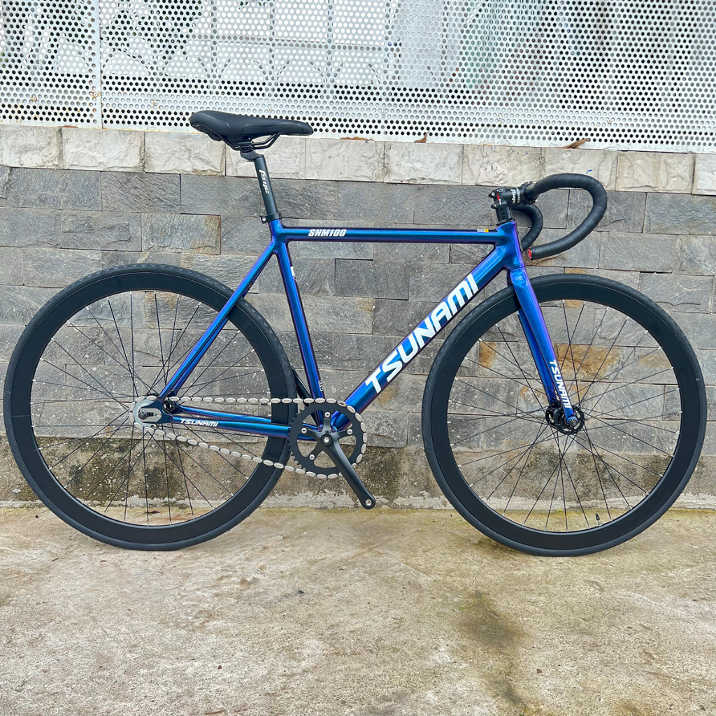 Xe đạp fixed gear TSUNAMI SNM100 cơ bản - Xanh đổi màu
