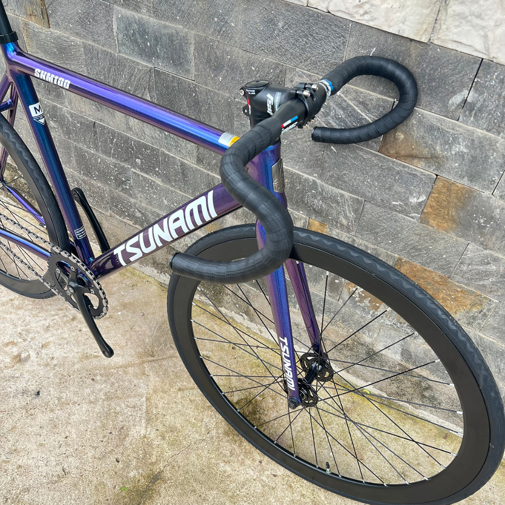 Xe đạp fixed gear TSUNAMI SNM100 cơ bản - Xanh đổi màu