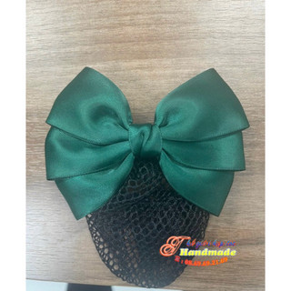Kẹp tóc búi lưới Nơ 3 lớp màu xanh