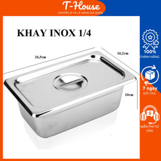 Khay inox gn 1/4, khay inox, khay inox304 loại lớn đựng thạch topping, thực phẩm