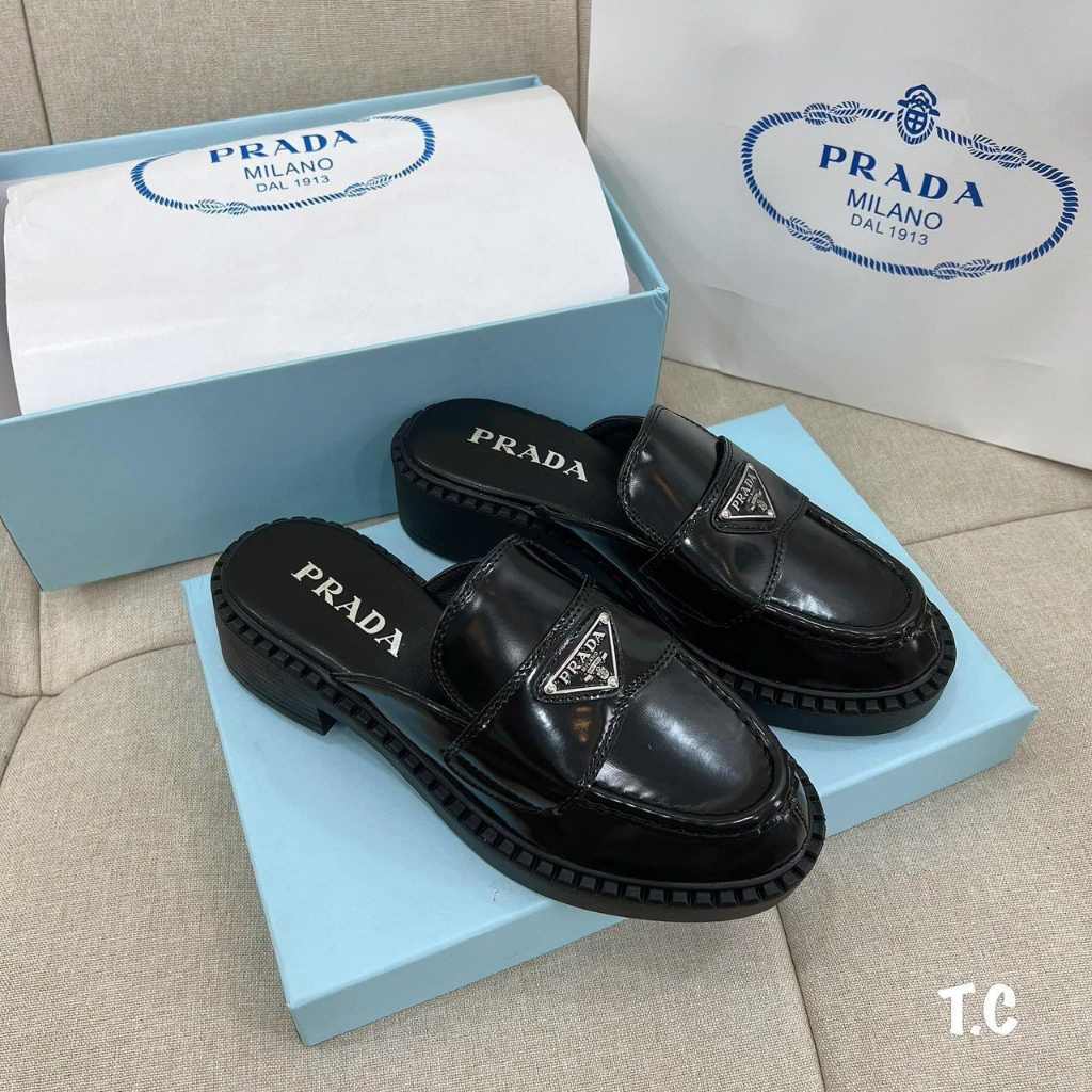 GIÀY SỤC NỮ PRADA DA BÓNG KIỂU DÁNG THỜI TRANG ĐẾ CAO 5 PHÂN