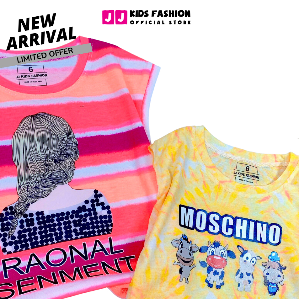 Áo thun cho bé gái, áo phông bé gái ngắn tay cao cấp họa tiết dễ thương thời trang - JJ Kids