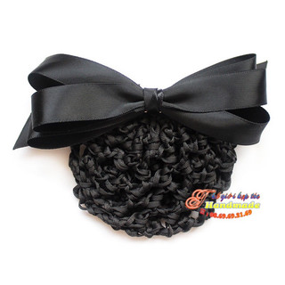 Kẹp búi lưới handmade màu đen rb bóng