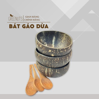 Combo gáo dừa muỗng gỗ greenuts bát gáo dừa thìa gỗ loại đẹp dùng ăn granola