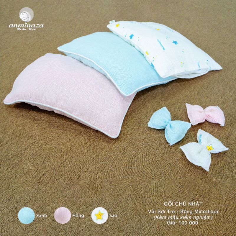 Gối nằm cho bé sơ sinh LÔNG VŨ SỢI TRE kháng khuẩn mềm mại Anminaza Vietnam
