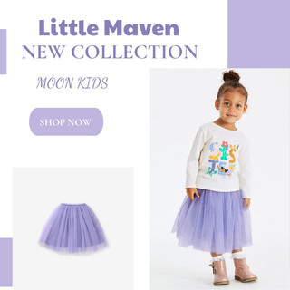 Chân váy ren bé gái Little Maven chân váy xanh tím S1670