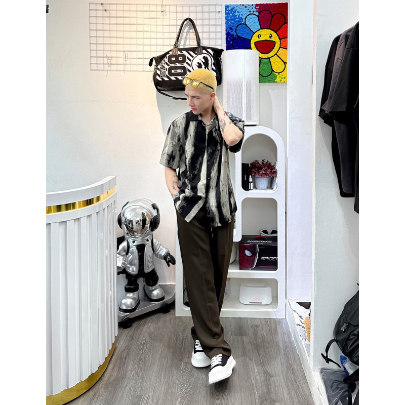 Áo sơ mi nam Cuban Shirt by ZIG ZAG, vải lụa thoáng mát, không nhăn, form regular | Sơ Mi họa tiết vệt loang