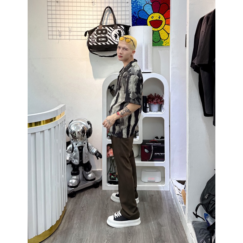 Áo sơ mi nam Cuban Shirt by ZIG ZAG, vải lụa thoáng mát, không nhăn, form regular | Sơ Mi họa tiết vệt loang