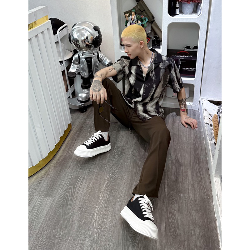 Áo sơ mi nam Cuban Shirt by ZIG ZAG, vải lụa thoáng mát, không nhăn, form regular | Sơ Mi họa tiết vệt loang