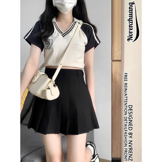 áo thun zip cổ bẻ phom crop top